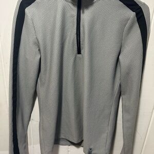 Ralph Lauren Gray Quarter-Zip Performance Jacket with Black Stripe